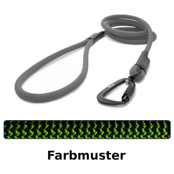 klassische Hundeleine TWIST Ø11mm - 115cm - grün und schwarz im Zickzack